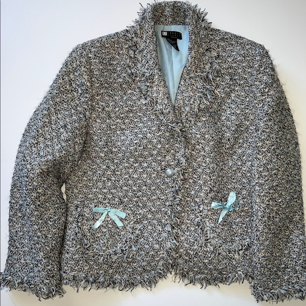 Carole Little Tweed Silk Blend Jacket Blazer